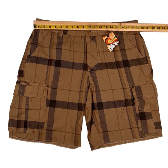 NWT Ocean Pacific(Op) Shorts Men's Cargo/Utility Shorts Cotton Plaid Brown 40 - Picture 6 of 14